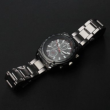 Men's Black Steel Band Original Quartz Analog Wrist Watch